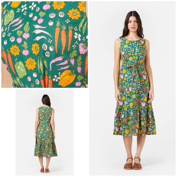 Princess Highway Dresses & Skirts - NWT Princess Highway Veggies Patch Garden Carrots Bellpepper Print Midi Dress 4​